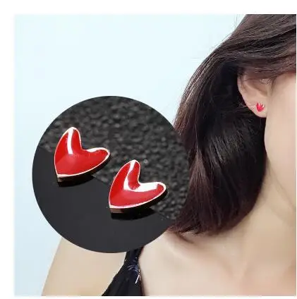 

Red Heart Earrings Korean Fashion Japanese Earrings Hypoallergenic Cute Titanium Aretes De Mujer Modernos 2019 Peach Heart
