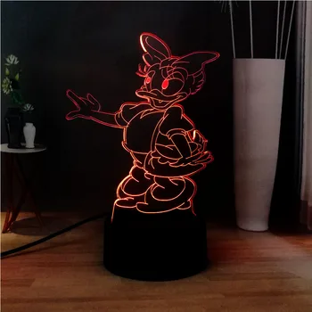 

New 3D Acrylic Illusion Lamp Cute Duck Daisy USB Switch RGB 7 Color Change LED Beside Night Light Der Fuehrer's Face Kids Gift