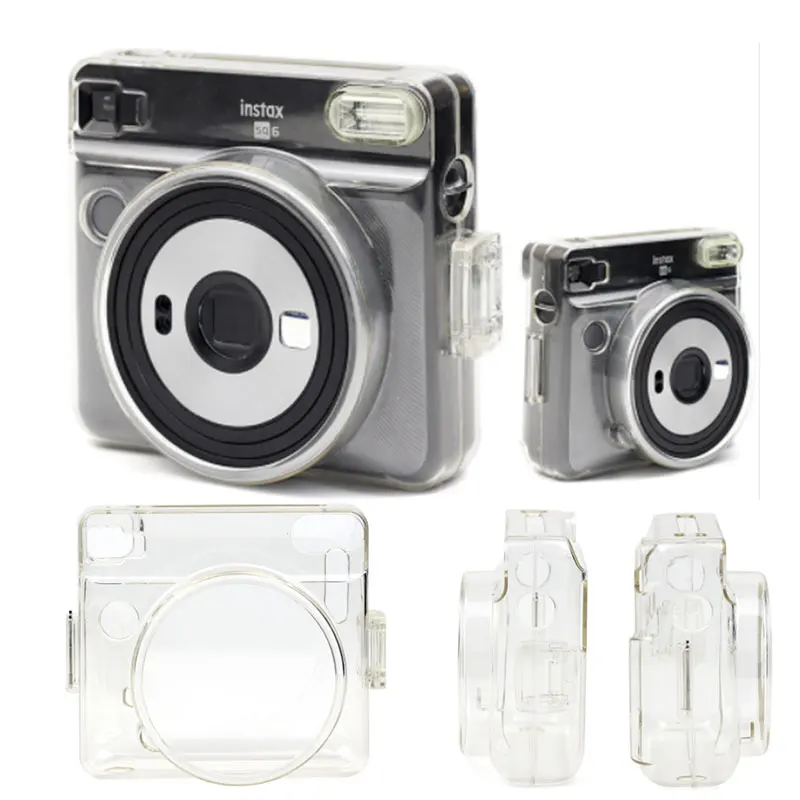 Дешевый Прозрачный кристаллическая Камера сумка для FUJIFILM Instax квадратный SQ6 Cas чехол защитный чехол Кристалл Пластик мгновенный сумка