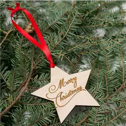 2 шт./компл. 12 см X 12 см лазерная резка деревянный Рождественский счастливый Подвески со звездами | лазерная резка Рождественская елка