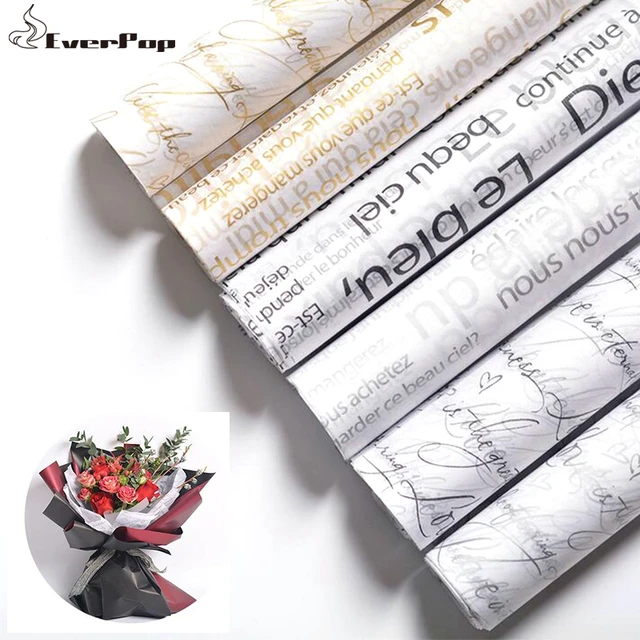 English Letters Patterned Decorative Paper, Waterproof Gift Wrapping Paper,  Solid Color, Korean Flower Wrapping Paper, 20Pcs