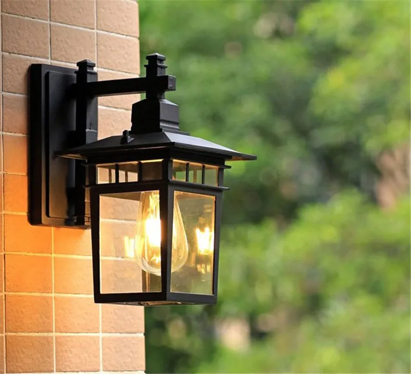 Lâmpada de Parede Luzes do Jardim ao ar Portão do Jardim Lâmpadas de Parede Luzes da Varanda Lanterna à Prova Livre Decoração Pátio Corredor Água Preta d' 5 Luminárias de parede externas