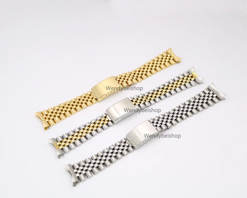 19mm 20mm New 316L Stainless Steel Gold Two tone Watch Band Strap Old