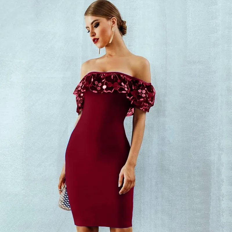 wine red bodycon dress