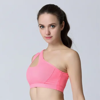 Sexy One Shoulder Fitness Yoga Push Up Sports Bra for Women Gym Running Padded Tank Top Athletic Vest Underwear Sport Bra Top 3