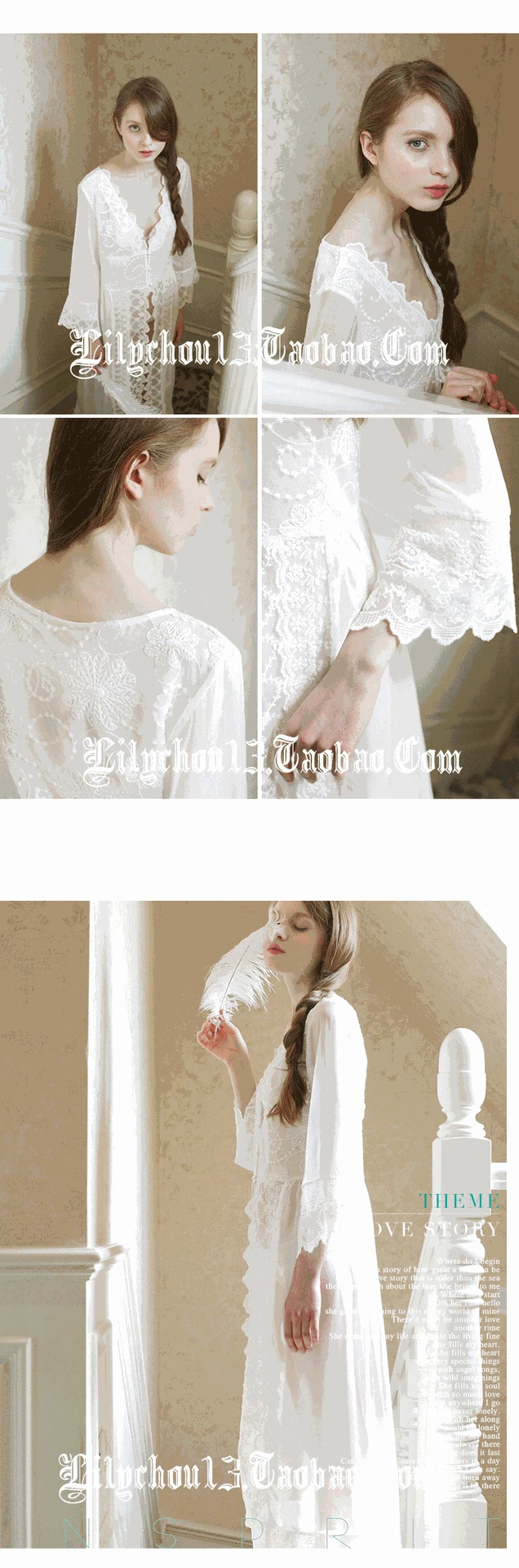 Women Sleepwear Sexy White Lace Long Robe Princess Dress Maternity Nightgown Elegant European-style Nightwear Vestidos