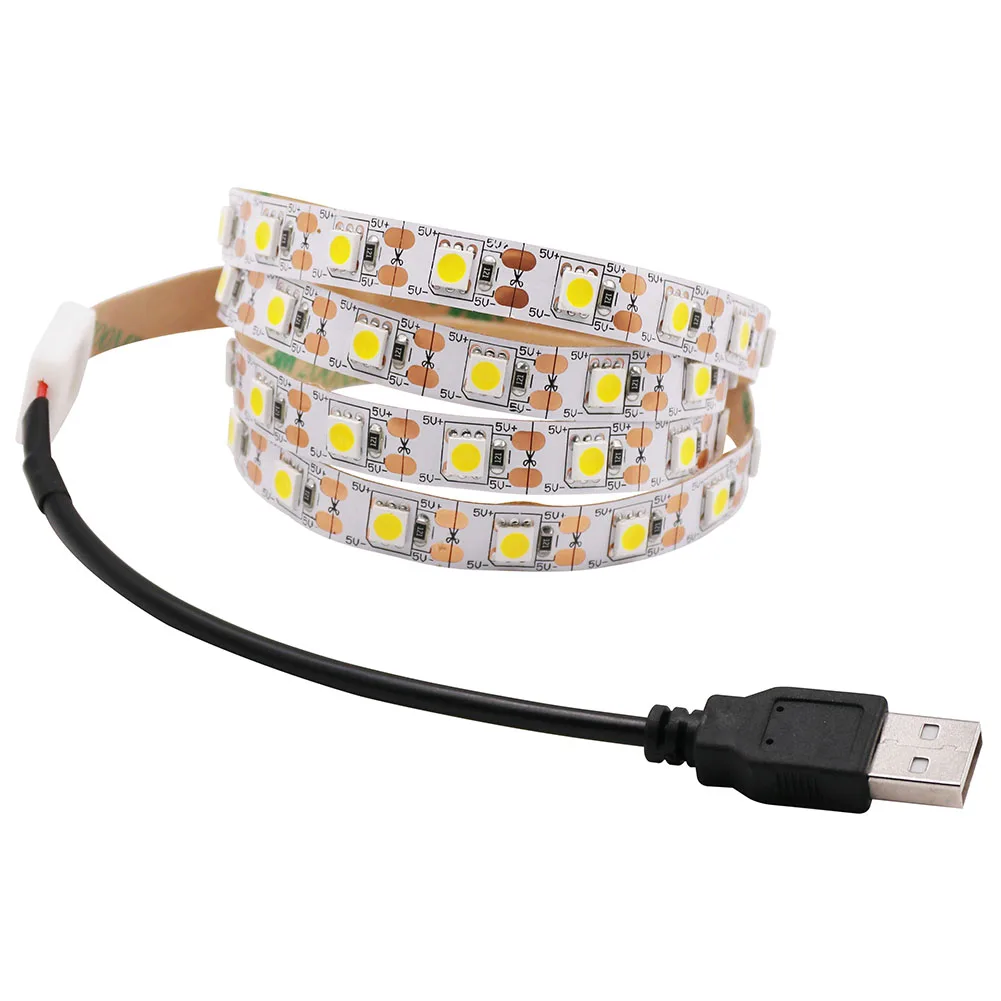 Светодиодная лента 5 В 60 светодиодов/м 30 см/50 см/1 м/2 м|5v usb led strip|usb strip 5050usb |