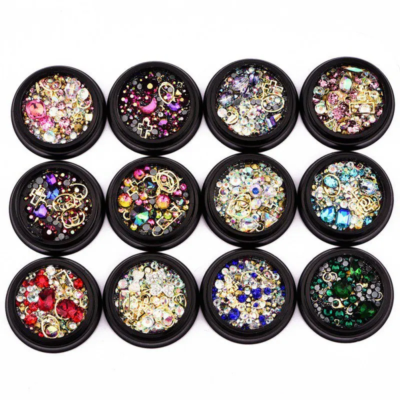 

Exquisitely Nail Diamonds Ornament Set Box Jewelry Storage Box Glittering Stone for Nail Manicure Decor DIY Nail Accessories W1