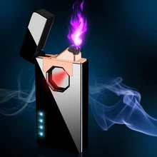 Креативная двойная дуговая плазменная зажигалка, сенсорные электрические зажигалки с отпечатком пальца, металлическая перезаряжаемая USB Зажигалка, ветрозащитная