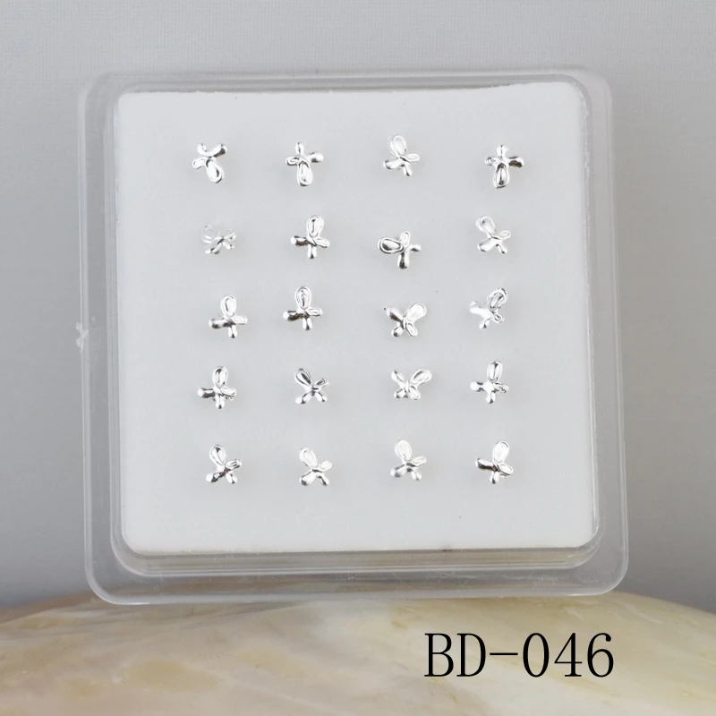 

20ps 925 sterling silver Butterfly nose nail Creative personality jewelry silver nose nail & butterfly nose rings