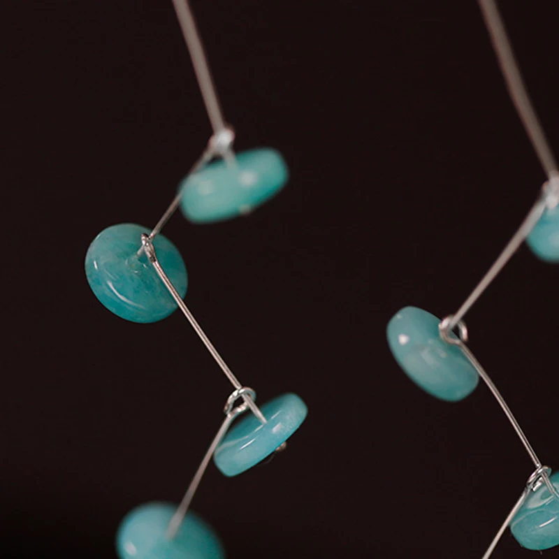 Lotus Fun Real 925 Sterling Silver Natural Amazonite Stones Handmade Designer Fine Jewelry Swaying Drop Earrings for Women