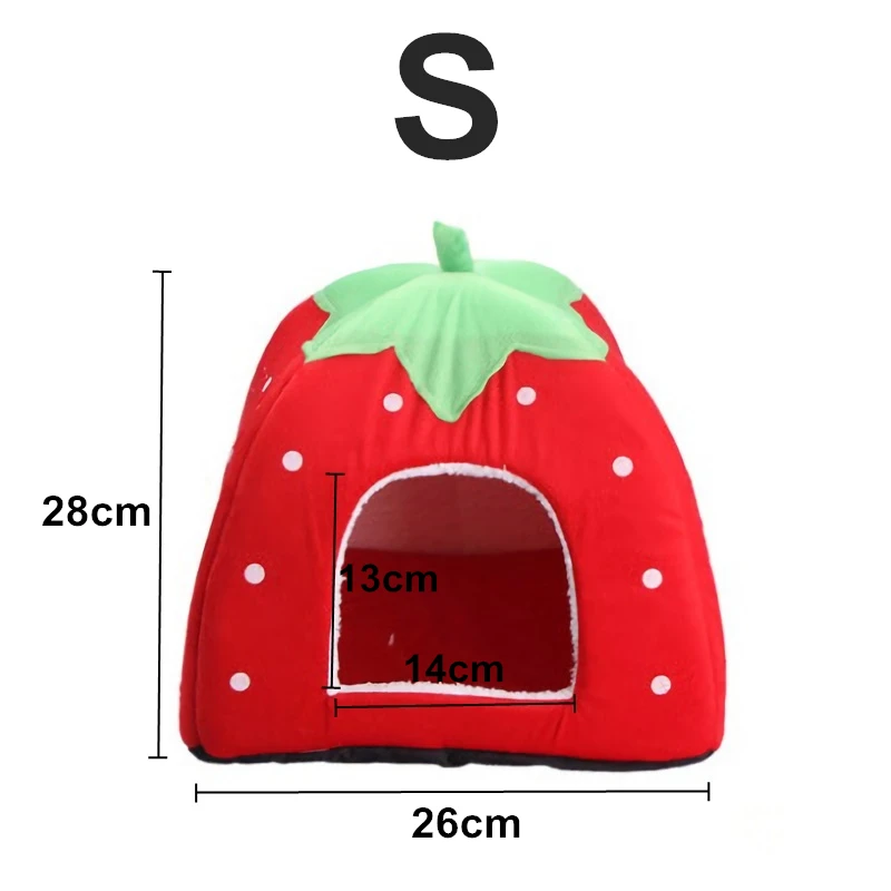 Новая креативная плюшевая кровать для маленьких домашних животных дом банан Ананас Форма клубники мягкий лежак для питомца клетка удобный банан кошка кровать - Цвет: Strawberry-S