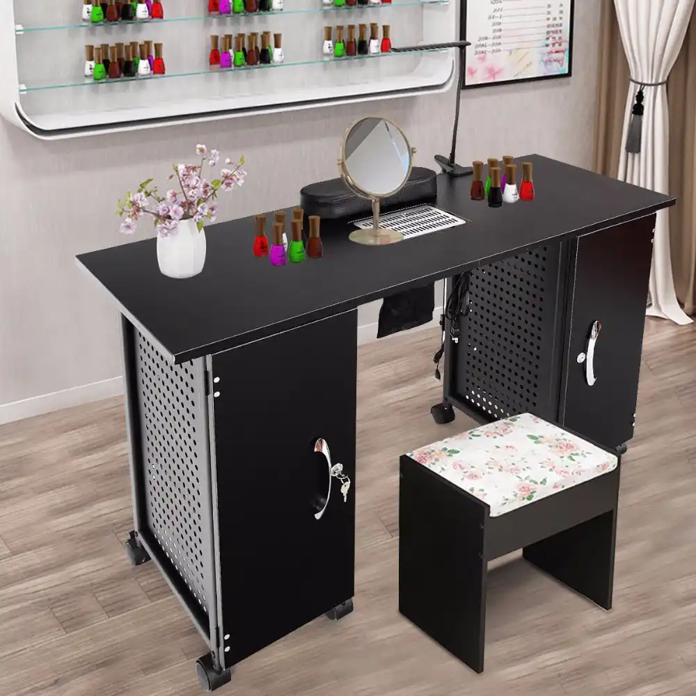 Giantex Manicure Nail Table Station Black Steel Frame Beauty Spa Giantex Manicure Nail Table Station Black Steel Frame Beauty Spa
