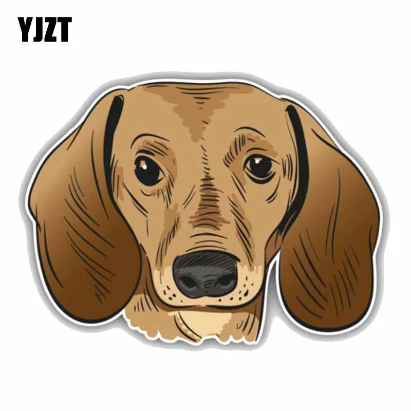 

YJZT 13CMx9.7CM Dachshund Dog Head Car Decoration Car Decal Sticker C1-9007