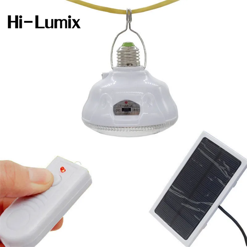 

Hi-Lumix E27 24LEDs Solar Panel LED Bulb AC/DC Power Switch Dimmable Lamp with Remote controller Portable lights Indoor Camping