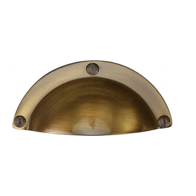 

Ltd Solid Face Fix Shaker Style Hooded Drawer Cabinet Cup Pull Handle 95mm (Antique Brass)
