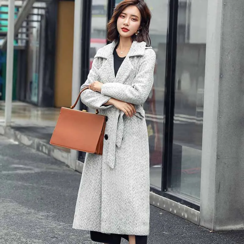 2018 Fashion Women Coat Long Alpaca Wool Blends Overcoat Womens Long sleeve Wool Coats High Quality Overcoat Fashion Trench Coat