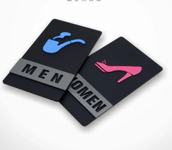 

2pcs/set 210x120mm Acrylic Stereo door plate Toilet high heel tobacco pipe bathroom acrylic sign