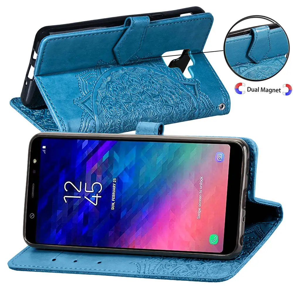 Чехол для Samsung galaxy A6 2018 SM A600F Plus A605F J4 J6 S8 S9 Бумажник телефона с откидной крышкой из