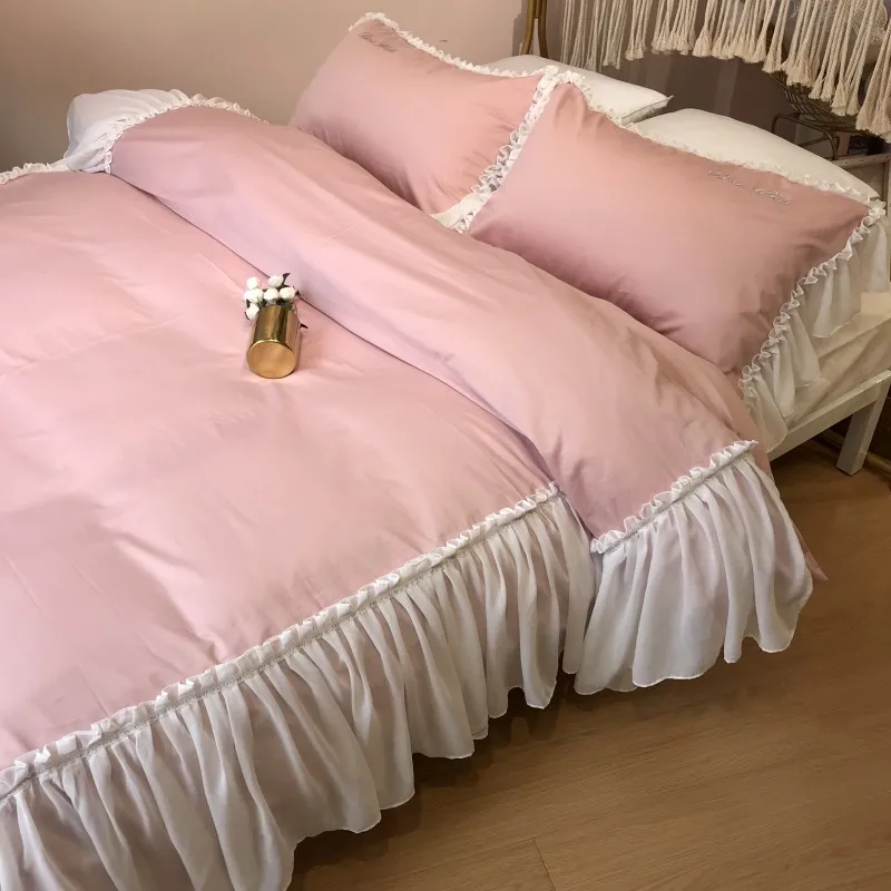 Lace Duvet Cover Set 4pcs Embroidery Bed Linen Quilt Cover Queen King Wedding Gift French egyptian cotton Bedding Set 14 2018-06-07 103357