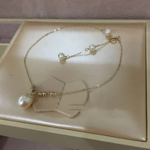 Новейшая модель; блестящие женские браслеты на щиколотке из 14 к золотого пресноводного жемчуга; летние пляжные сандалии; Mujer; tobilleras