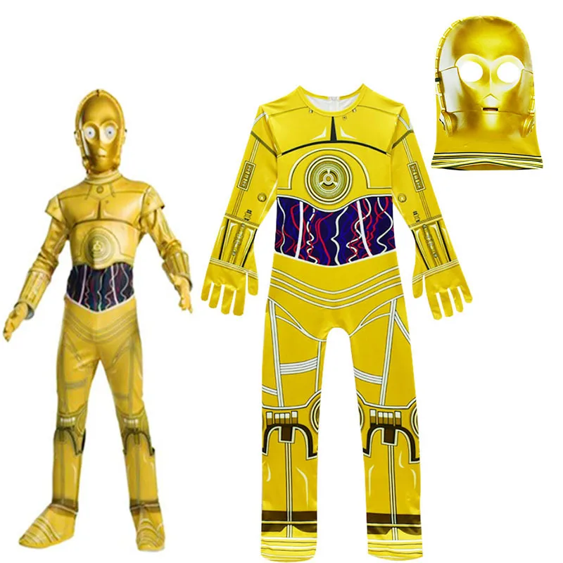

Kids Cosplay Costumes Boys Jumpsuits Star Wars Movie Robot Cosplay Children Festive Party Supplies Kids Robot C3-PO Streetwear