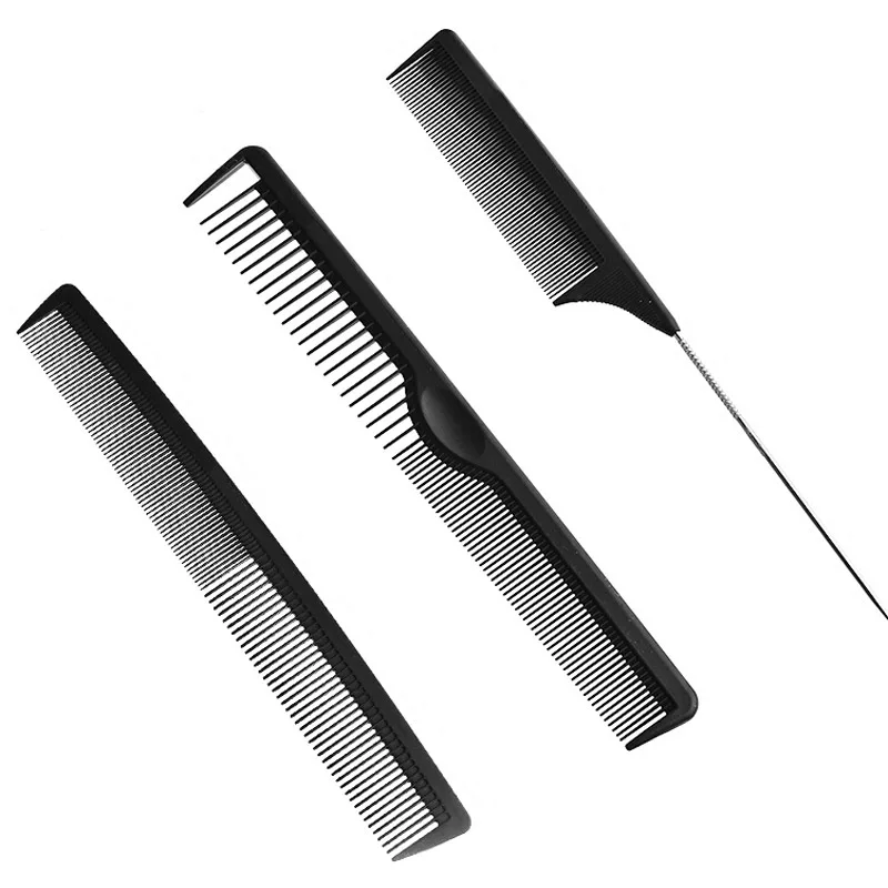 3 Style Black Hairdressing Comb Anti static Hair Cutting Combs Detangle