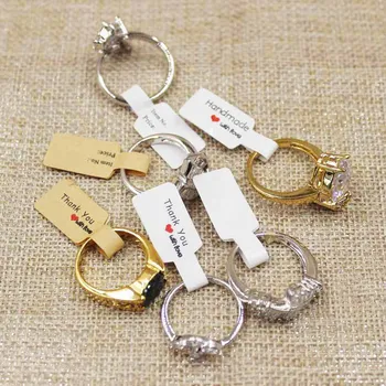 

500PCS vintage self seal ring price labels white/brown handmade with love ring size sticker labels jewelry labels 6*1.20cm size