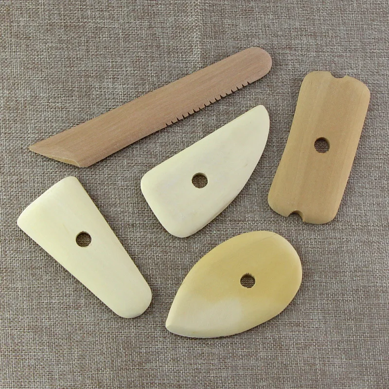 5Pcs Wood Pottery Clay Sculpture Ceramics Molding Tool Wood Tool Set