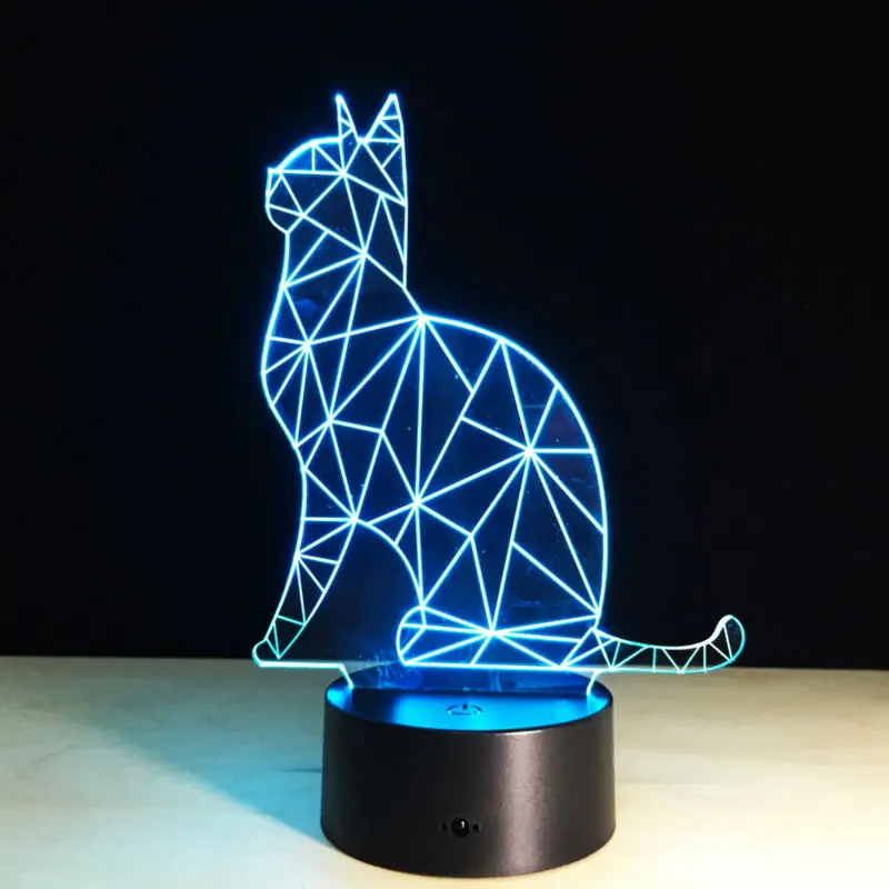 Colourful Cat  3D  Table Lamp  Acrylic Stereo Lights Children 