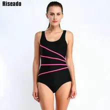 Riseado 2016 Brand Sports One Piece Swimsuit Swimwear Women Striped Backless Sexy monokini Swimming Bathing Suits