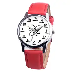 Необычные унисекс химический элемент кожаный ремешок аналоговые сплава кварцевые часы медсестры Relogio Feminino для женщин часы Reloj Mujer