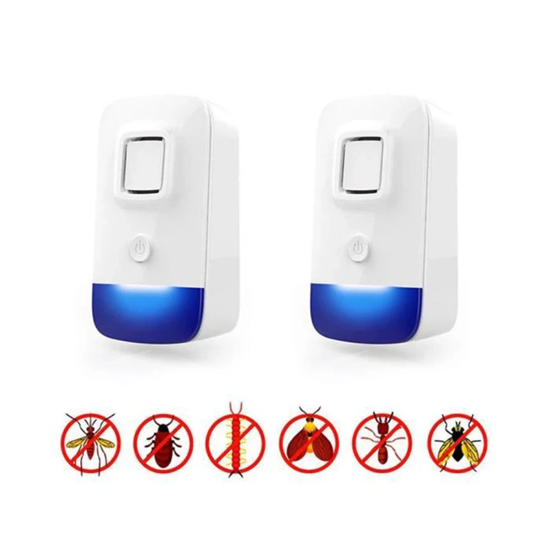 

Konesky 2pcs EU plug Ultrasonic Pest Repeller Mosquito Repellent Electronic Rejector Anti Pests Device Indoors Use