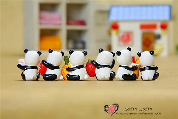 Cute Panda Mini figures pvc toys 6pcs - 3
