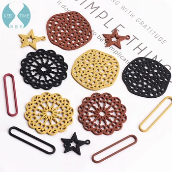 

Ritoule DIY accessories alloy spray lacquer hollowed-out round disk five-pointed star earrings earrings material pendant