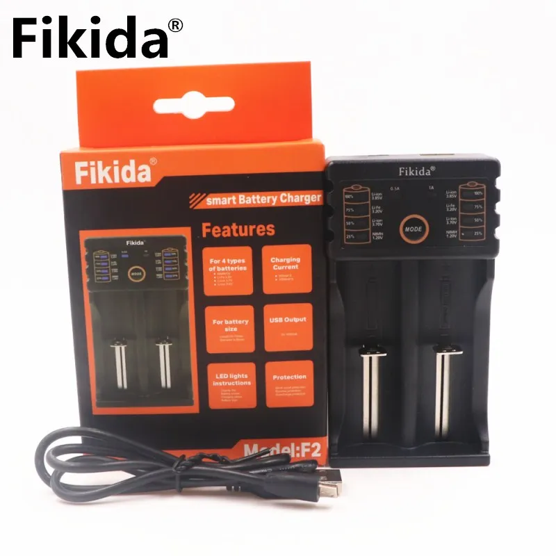 Новый fikida 18650 зарядное устройство 1,2 В 3,7 В 3,2 В 3,85 В AA/AAA 26650 10440 14500 16340 25500 NiMH литиевая батарея смарт-зарядное устройство