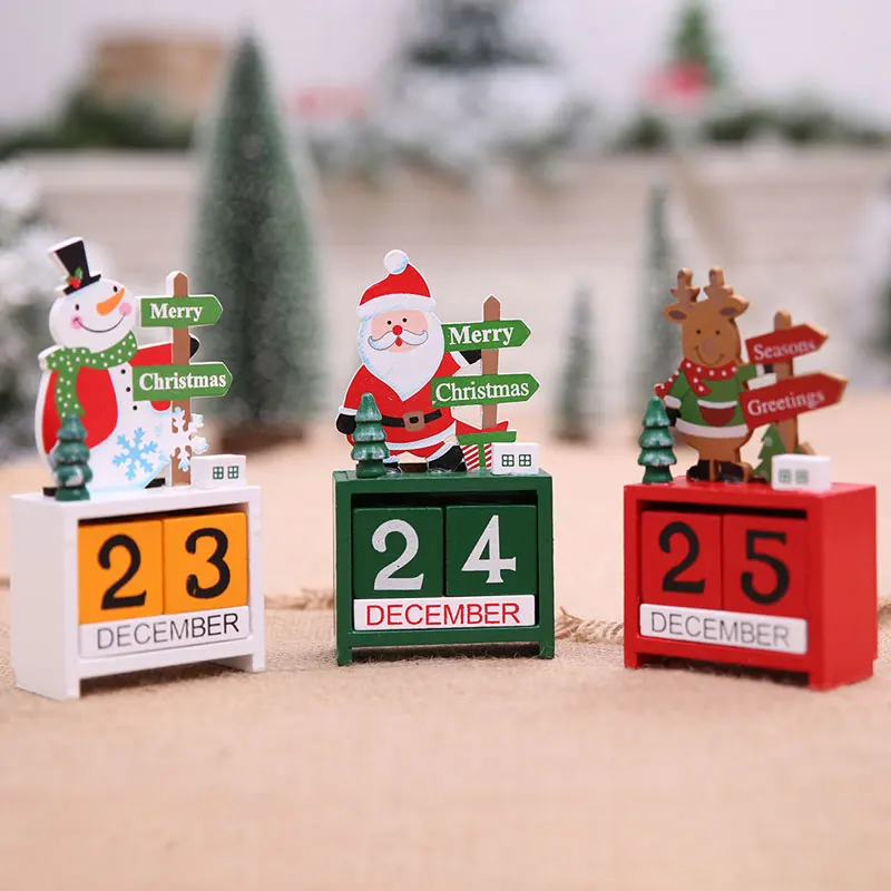 Деревянные рождественские украшения календарь креативный старик Лось снеговик украшение для дома новый год подарок рождественские