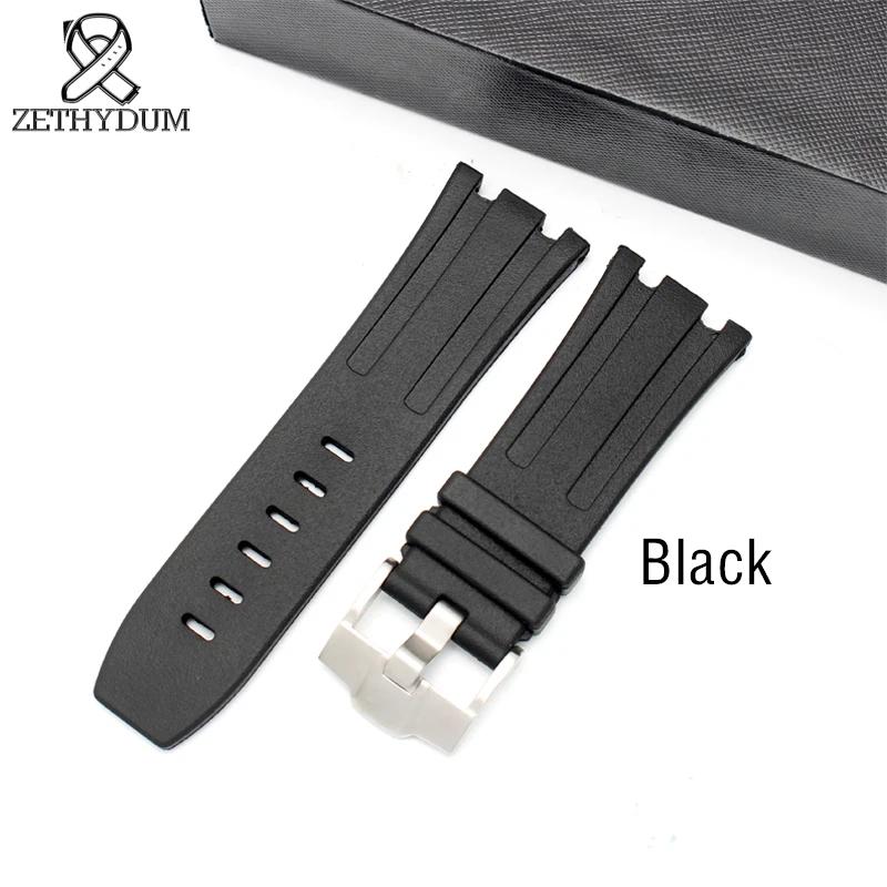 Rubber watchband silicone watchstrap 28mm strap black watch band for ap