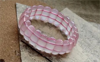 

FREE SHIPPING Natural Rose Quartz pink Crystal Beads Bracelet AAA 13*20mm
