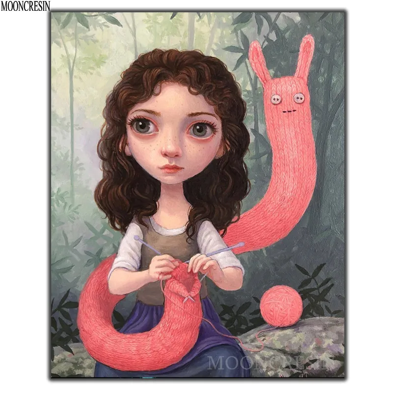 

DIY 5D Diamond Embroidery Girl In A Knit Sweater Diamond Painting Cross Stitch Full Square Diamond Mosaic Decoration Needlework