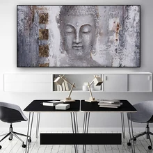 Lord Buddha Gold Abstract Oil Painting on Canvas Religious Posters and Prints Scandinavian Wall Pop Art Pictures For Living Room