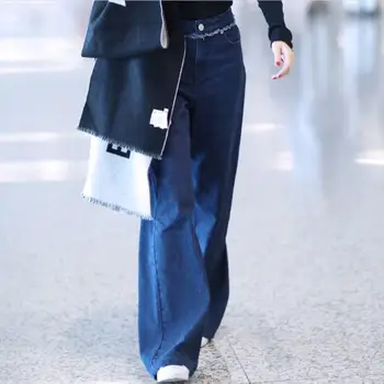 

2020 autumn plus size 26-34!High Waist Flare Jeans Women fashion loose Ladies Jeans Women Wide Leg jeans