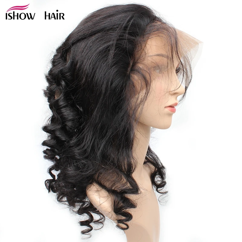 Ishow 360 кружева фронтальной индийские свободные волна Закрытие с волосами младенца 100% натуральные волосы Связки Non-Реми природных Цвет 8 -20