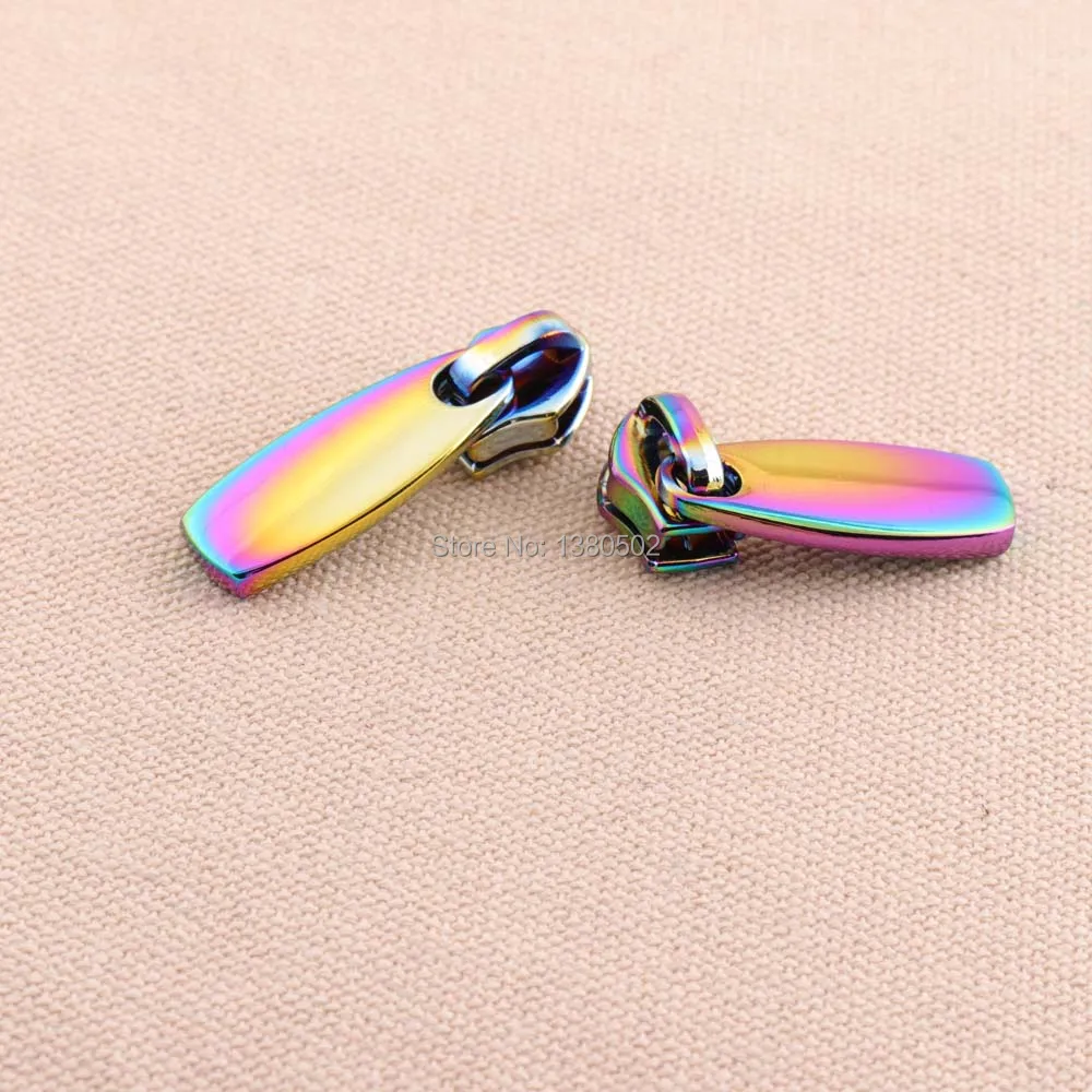 

6pcs/lot rainbow color unique design alloy zipper sliders zipper heads for bag backpack Apparel Tool