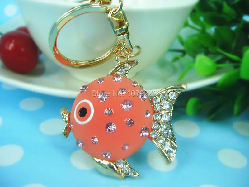 Cute Purse Crystal Jewelry Fish Pendant Keyring Rhinestone Key Chain