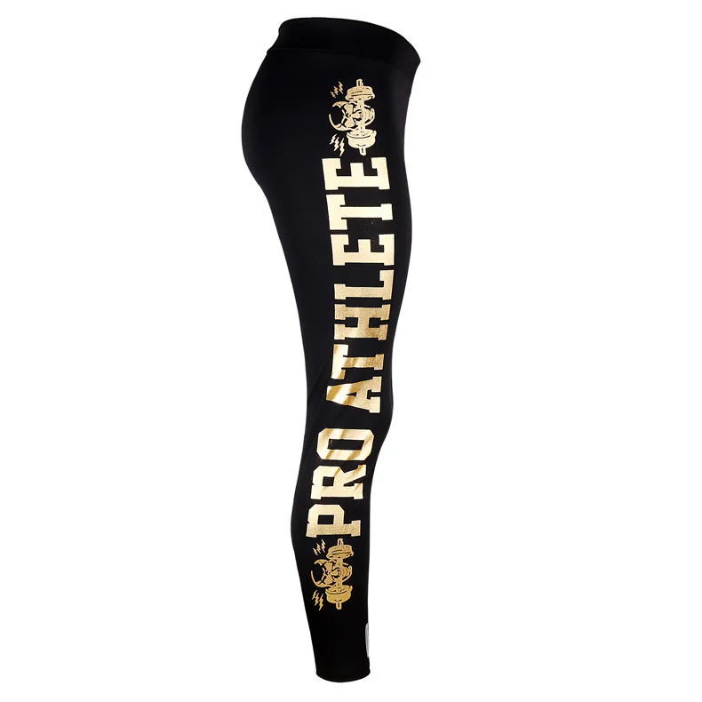 

Women's Gold alphabet offset sports pants Fitness Pants Elastic Marathon Running Quick Dry Pants