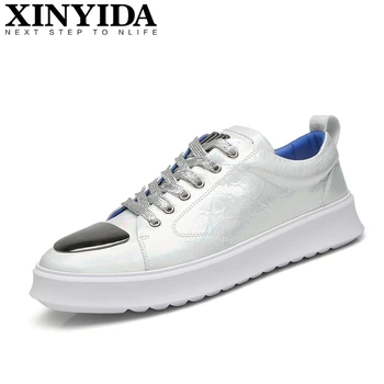 

2020 High Quality Genuine Leather Men Skateboard Shoes Lace Up Breathable Casual Sneakers Fashion Men Flats Shoes Size 38-44