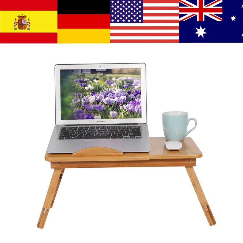 

Portable Folding Bamboo Laptop Table Sofa Bed Office Laptop Stand Desk With Fan Bed Table For Computer Notebook Studying