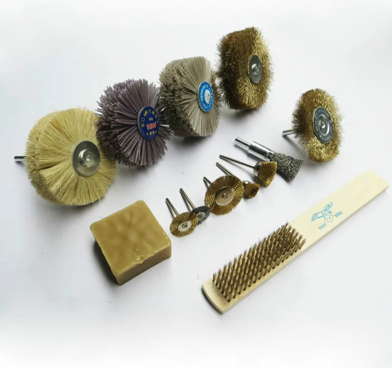 

13pcs/set Steel Wire Brush Polishing Wheels Set Kit for Dremel Rotary Tool Set For Polish Thuja Sutchuenensis Root Carving