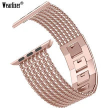 Wearlizer для Apple Watch ремешок 38 мм iWatch сетчатая петля Миланский ремешок из нержавеющей стали замена Широкие ремешки для Apple Watch